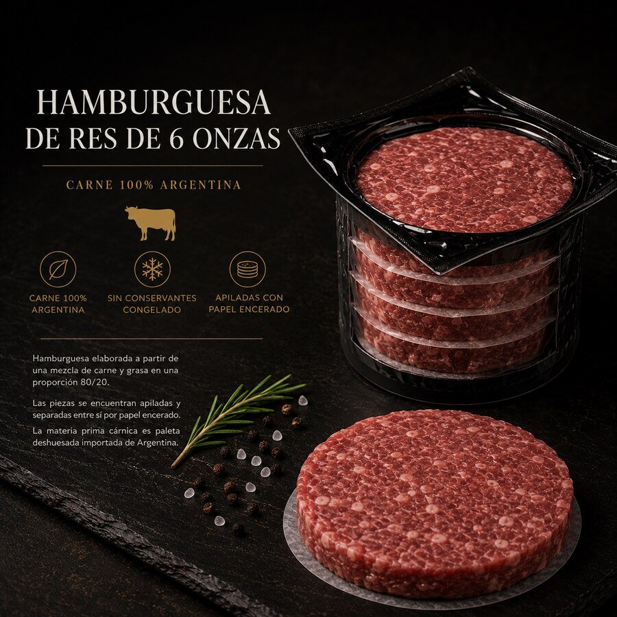 Hamburguesa de Res - 6 onzas · 80/20